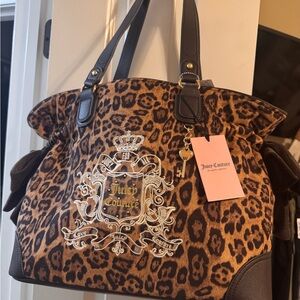 Juicy Couture Brown Leopard Tote with Black Accents
